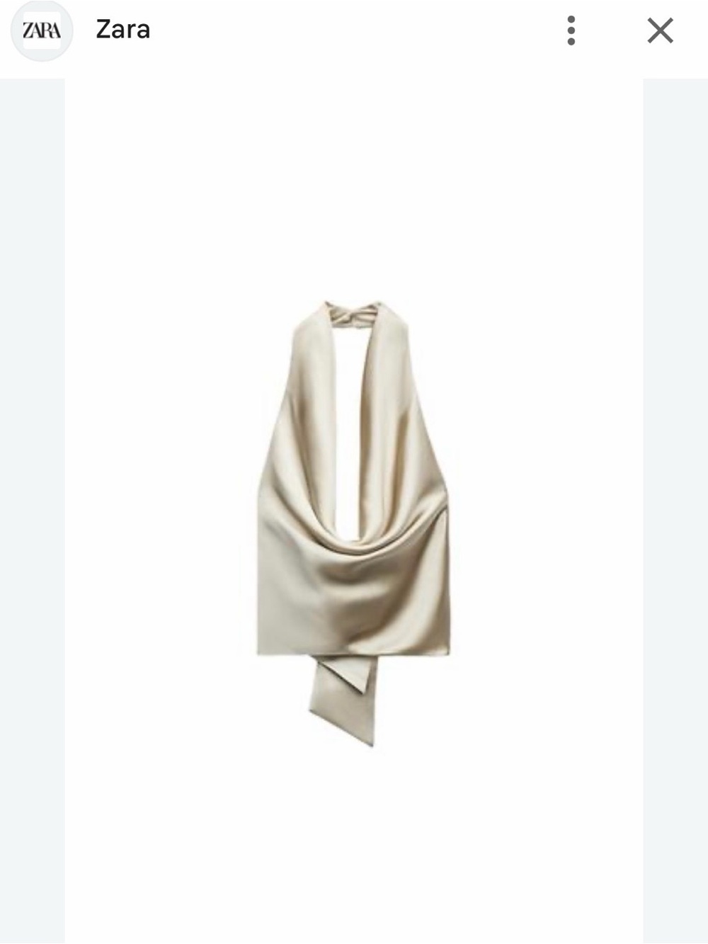 Zara Draped Satin Open Back Halter-Neck Top